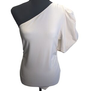 Free People Chic Cream One-Shoulder Bodysuit Feminine Size M